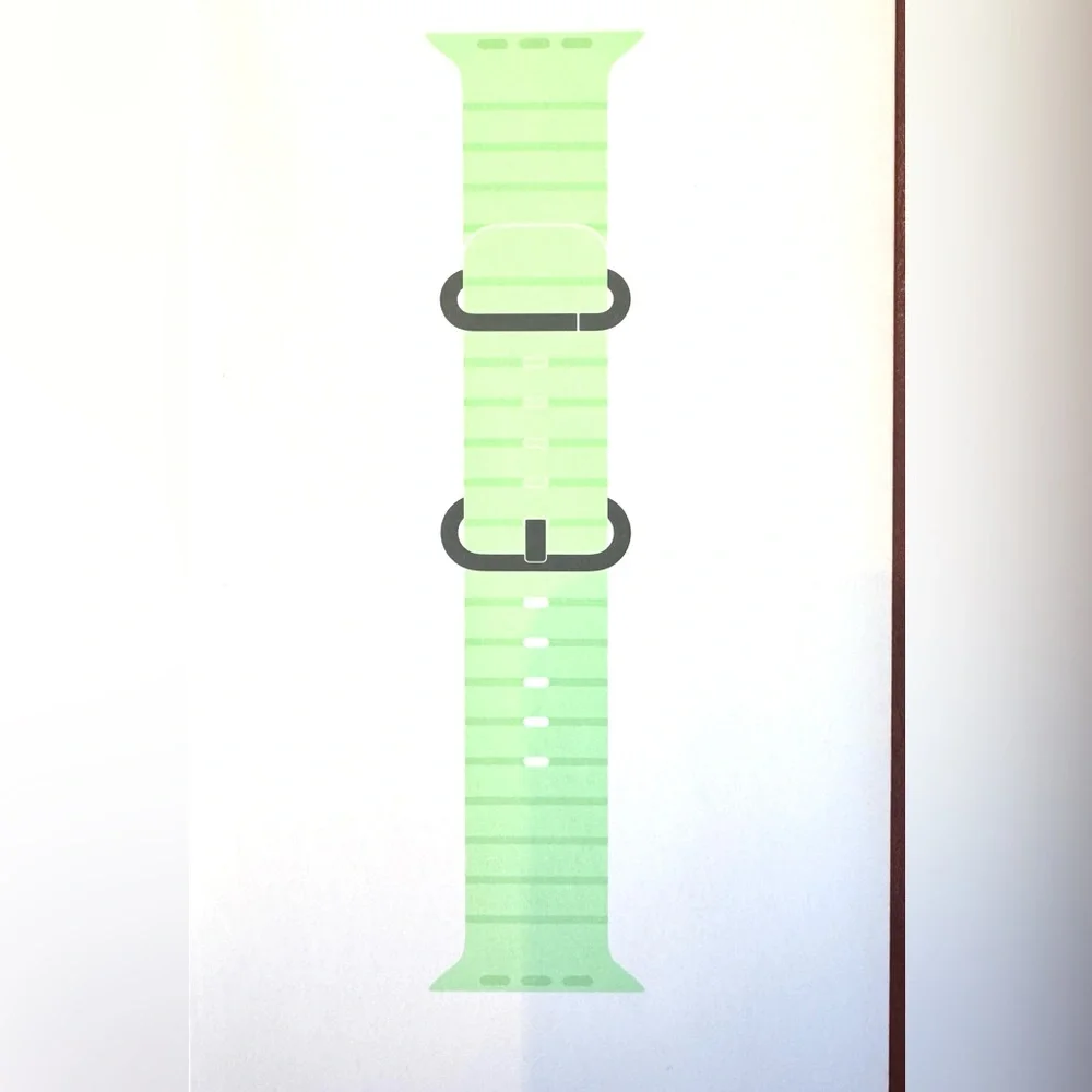 Apple Watch 49mm w/Black Titanium Neon Green Ocean Band f/Ultra 2, Sealed, NEW